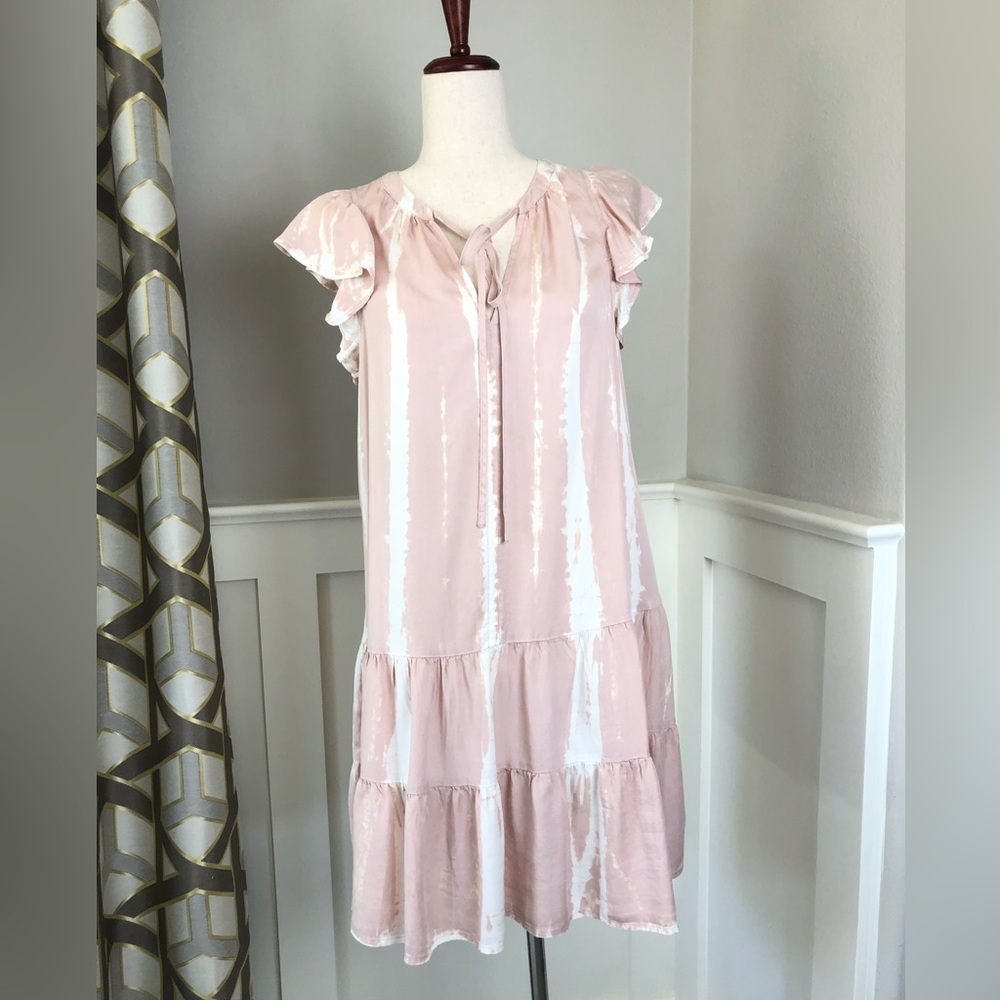 Knox Rose Flutter Short Sleeve Boho Tie Dye Tiered Dress Size Small